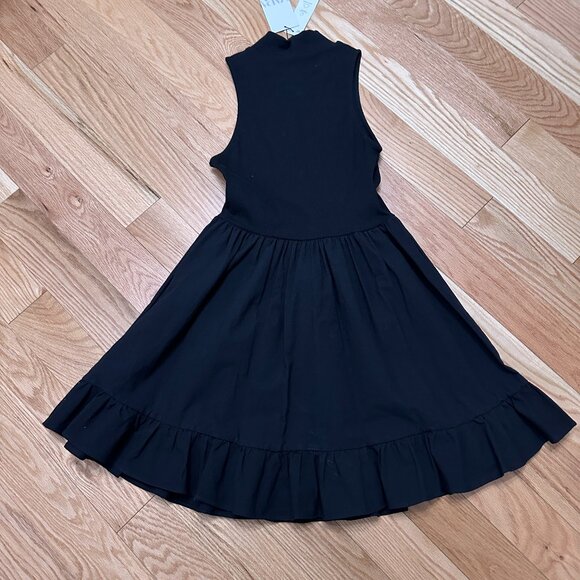 Zara Mock Neck Sleveless A-line Dress - Size MED - Black - Picture 2 of 8